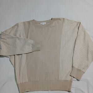 Autumn Skye Women's Medium lightweight cream and white sweater crew neck